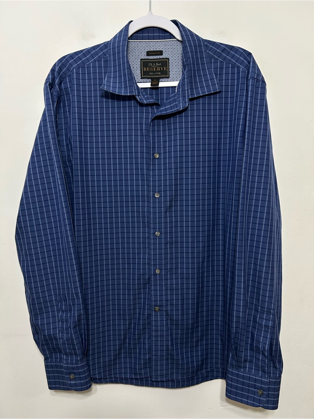 Jos A Bank Reserve Egyptian Cotton Tailored Fit Plaid Button Up Shirt Mens XL